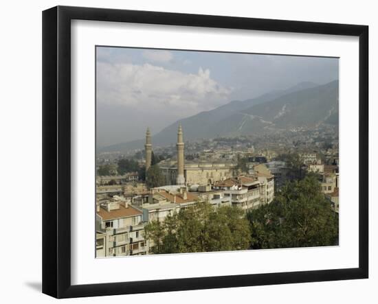 City View with Grand Mosque, and Mount Olympus in Background, Bursa, Anatolia, Turkey-Adam Woolfitt-Framed Photographic Print