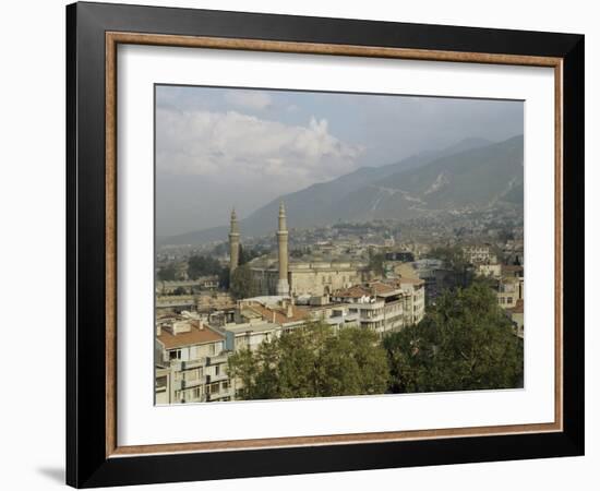 City View with Grand Mosque, and Mount Olympus in Background, Bursa, Anatolia, Turkey-Adam Woolfitt-Framed Photographic Print