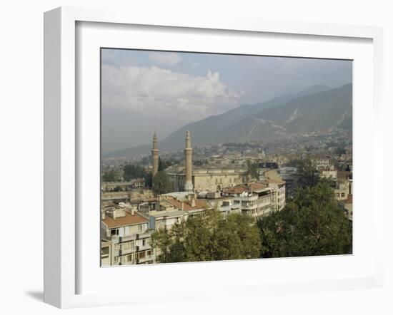 City View with Grand Mosque, and Mount Olympus in Background, Bursa, Anatolia, Turkey-Adam Woolfitt-Framed Photographic Print