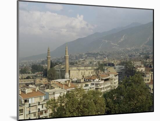 City View with Grand Mosque, and Mount Olympus in Background, Bursa, Anatolia, Turkey-Adam Woolfitt-Mounted Photographic Print