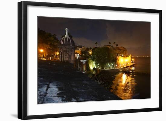 City Walls and Gate at Night, San Juan, PR-George Oze-Framed Photographic Print