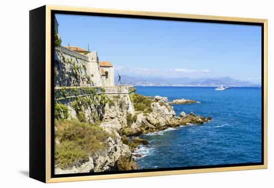 City walls, Antibes, Alpes Maritimes, Cote d'Azur, Provence, France, Mediterranean, Europe-Fraser Hall-Framed Premier Image Canvas