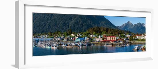 City with mountains in the background, Sitka, Southeast Alaska, Alaska, USA-null-Framed Photographic Print