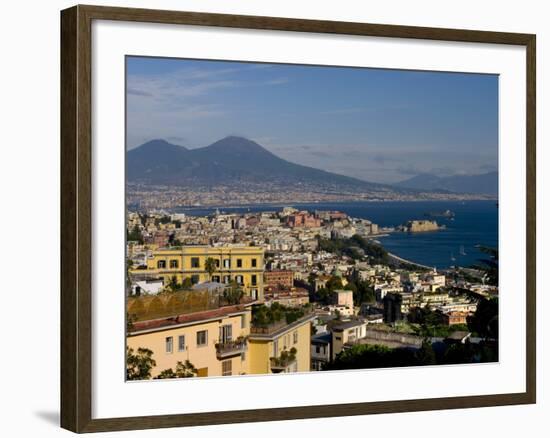 Cityscape and Mount Vesuvius, Naples, Campania, Italy, Europe-Charles Bowman-Framed Photographic Print