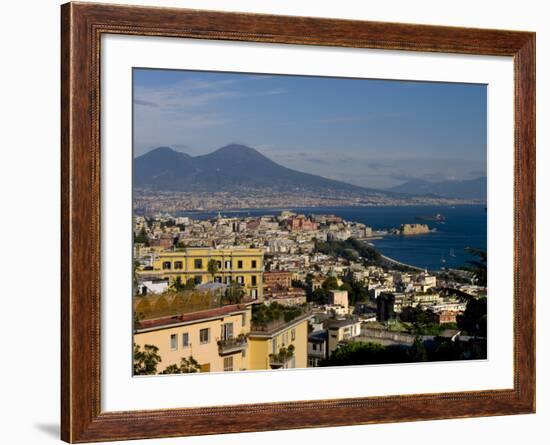 Cityscape and Mount Vesuvius, Naples, Campania, Italy, Europe-Charles Bowman-Framed Photographic Print