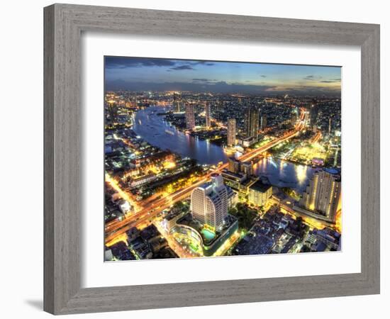 Cityscape at Dusk, Bangkok, Thailand-null-Framed Photographic Print