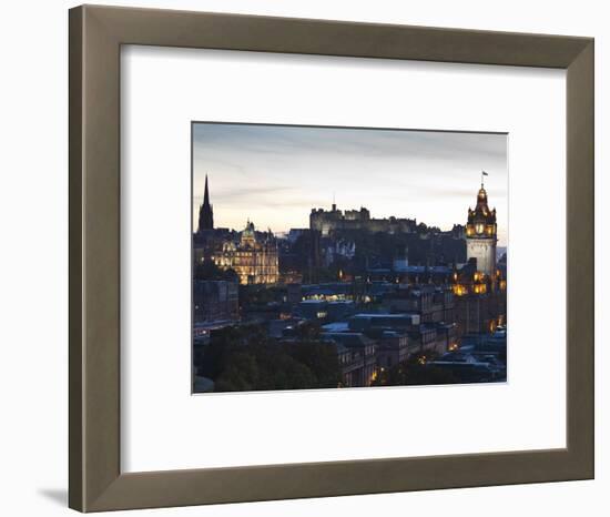 Cityscape at Dusk Looking Towards Edinburgh Castle, Edinburgh, Scotland, Uk-Amanda Hall-Framed Photographic Print