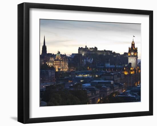 Cityscape at Dusk Looking Towards Edinburgh Castle, Edinburgh, Scotland, Uk-Amanda Hall-Framed Photographic Print