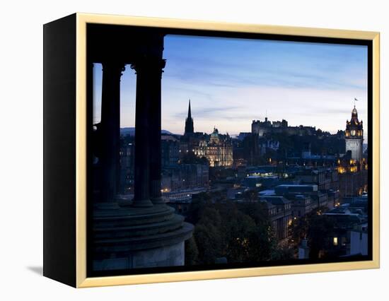 Cityscape at Dusk Looking Towards Edinburgh Castle, Edinburgh, Scotland, Uk-Amanda Hall-Framed Premier Image Canvas