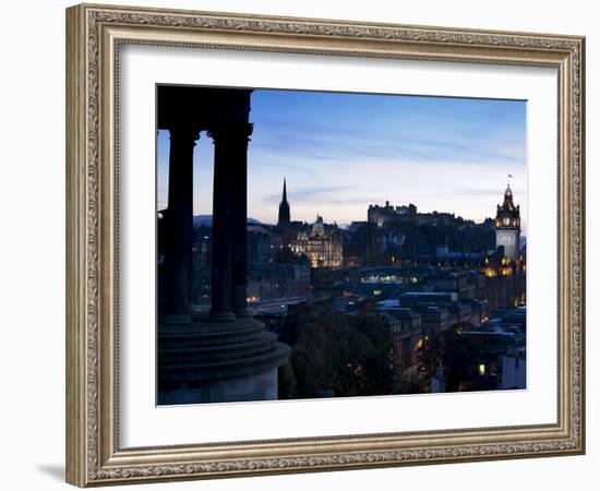 Cityscape at Dusk Looking Towards Edinburgh Castle, Edinburgh, Scotland, Uk-Amanda Hall-Framed Photographic Print