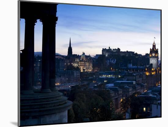 Cityscape at Dusk Looking Towards Edinburgh Castle, Edinburgh, Scotland, Uk-Amanda Hall-Mounted Photographic Print
