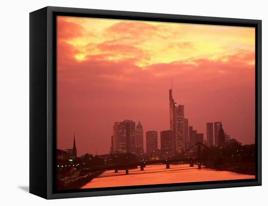 Cityscape at Dusk of Frankfurt, Germany-Peter Adams-Framed Premier Image Canvas