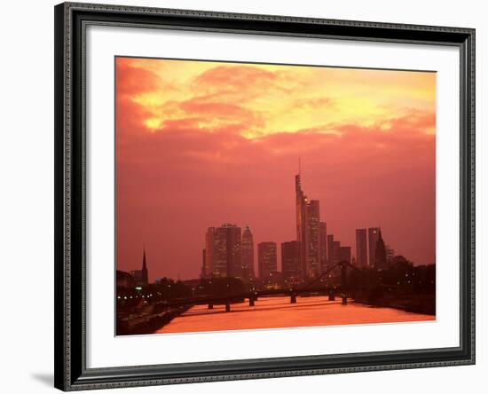 Cityscape at Dusk of Frankfurt, Germany-Peter Adams-Framed Photographic Print