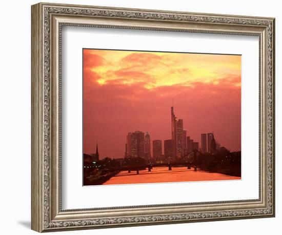 Cityscape at Dusk of Frankfurt, Germany-Peter Adams-Framed Photographic Print