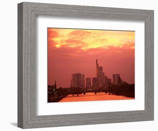 Cityscape at Dusk of Frankfurt, Germany-Peter Adams-Framed Photographic Print