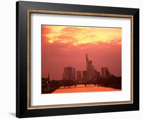 Cityscape at Dusk of Frankfurt, Germany-Peter Adams-Framed Photographic Print