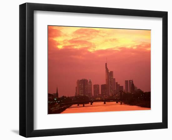 Cityscape at Dusk of Frankfurt, Germany-Peter Adams-Framed Photographic Print