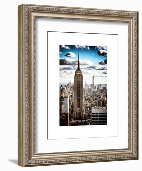 Cityscape, Empire State Building and One World Trade Center, Manhattan, NYC, White Frame, Vintage-Philippe Hugonnard-Framed Art Print