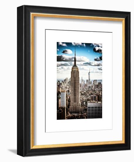 Cityscape, Empire State Building and One World Trade Center, Manhattan, NYC, White Frame, Vintage-Philippe Hugonnard-Framed Art Print