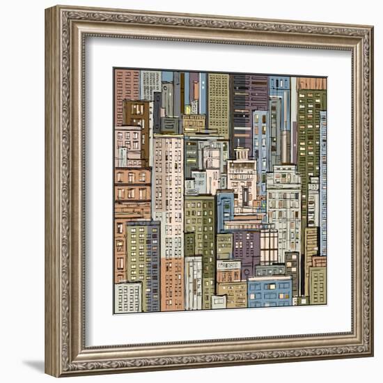 Cityscape. Hand Drawn Vector-dahabian-Framed Art Print