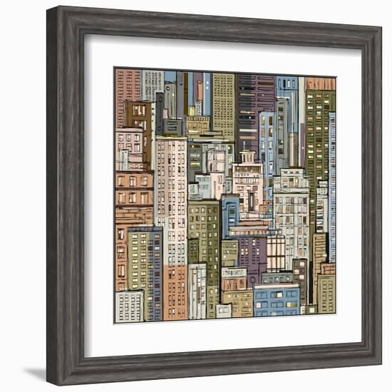 Cityscape. Hand Drawn Vector-dahabian-Framed Art Print