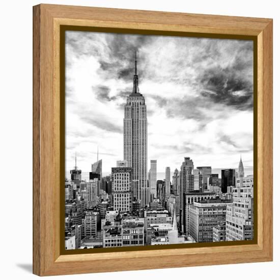 Cityscape Manhattan, Black and White Photography, Empire State Building, Urban Landscape, New York-Philippe Hugonnard-Framed Stretched Canvas