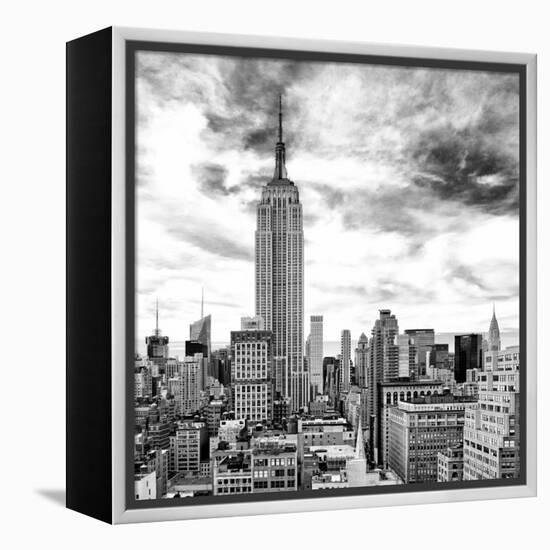 Cityscape Manhattan, Black and White Photography, Empire State Building, Urban Landscape, New York-Philippe Hugonnard-Framed Stretched Canvas