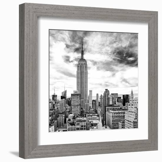 Cityscape Manhattan, Black and White Photography, Empire State Building, Urban Landscape, New York-Philippe Hugonnard-Framed Art Print