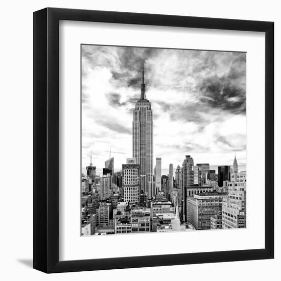 Cityscape Manhattan, Black and White Photography, Empire State Building, Urban Landscape, New York-Philippe Hugonnard-Framed Art Print