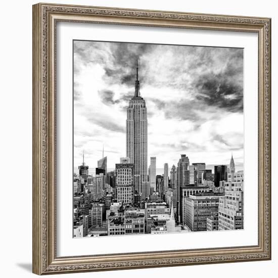 Cityscape Manhattan, Black and White Photography, Empire State Building, Urban Landscape, New York-Philippe Hugonnard-Framed Art Print