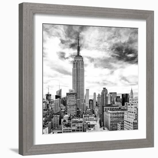 Cityscape Manhattan, Black and White Photography, Empire State Building, Urban Landscape, New York-Philippe Hugonnard-Framed Art Print