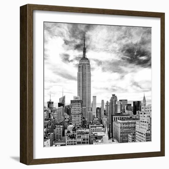 Cityscape Manhattan, Black and White Photography, Empire State Building, Urban Landscape, New York-Philippe Hugonnard-Framed Art Print