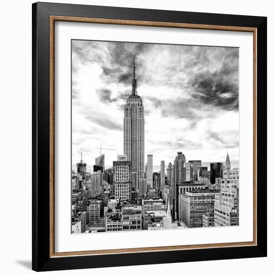 Cityscape Manhattan, Black and White Photography, Empire State Building, Urban Landscape, New York-Philippe Hugonnard-Framed Art Print