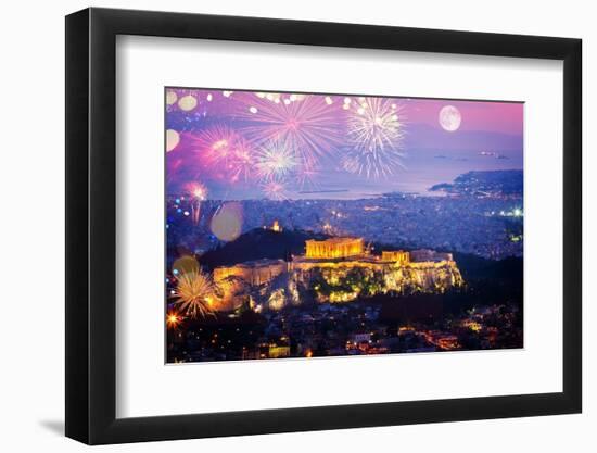 Cityscape of Athens at Night, Greece-neirfy-Framed Photographic Print