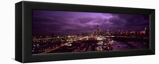 Cityscape of Chicago City at dusk, Chicago, Illinois, USA-Panoramic Images-Framed Premier Image Canvas