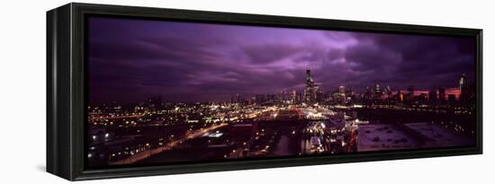 Cityscape of Chicago City at dusk, Chicago, Illinois, USA-Panoramic Images-Framed Premier Image Canvas