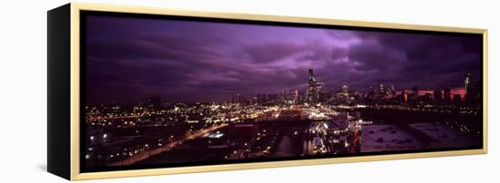 Cityscape of Chicago City at dusk, Chicago, Illinois, USA-Panoramic Images-Framed Premier Image Canvas