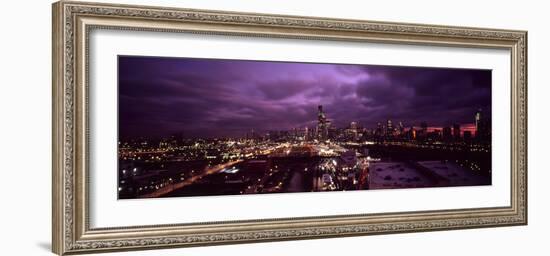Cityscape of Chicago City at dusk, Chicago, Illinois, USA-Panoramic Images-Framed Photographic Print