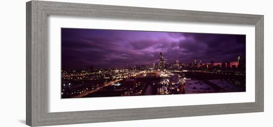 Cityscape of Chicago City at dusk, Chicago, Illinois, USA-Panoramic Images-Framed Photographic Print