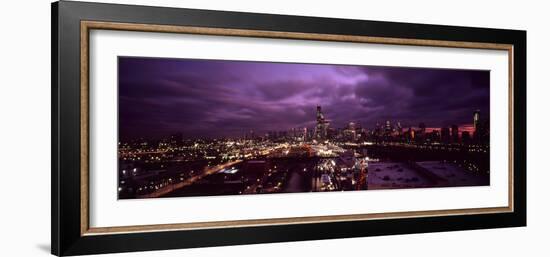 Cityscape of Chicago City at dusk, Chicago, Illinois, USA-Panoramic Images-Framed Photographic Print