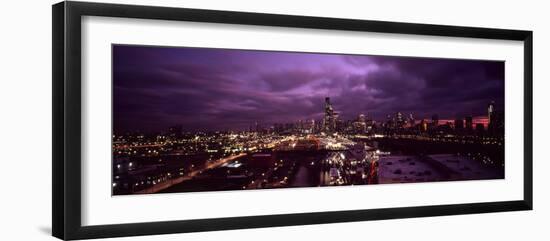 Cityscape of Chicago City at dusk, Chicago, Illinois, USA-Panoramic Images-Framed Photographic Print