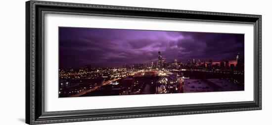 Cityscape of Chicago City at dusk, Chicago, Illinois, USA-Panoramic Images-Framed Photographic Print