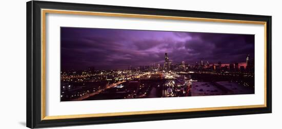 Cityscape of Chicago City at dusk, Chicago, Illinois, USA-Panoramic Images-Framed Photographic Print