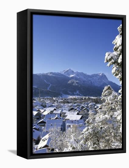 Cityscape of Garmisch-Partenkirchen, Werdenfelser Land, Bavaria, Germany-Katja Kreder-Framed Premier Image Canvas