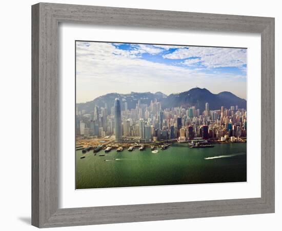 Cityscape of Hong Kong Island and Victoria Harbour, Hong Kong, China, Asia-Amanda Hall-Framed Photographic Print