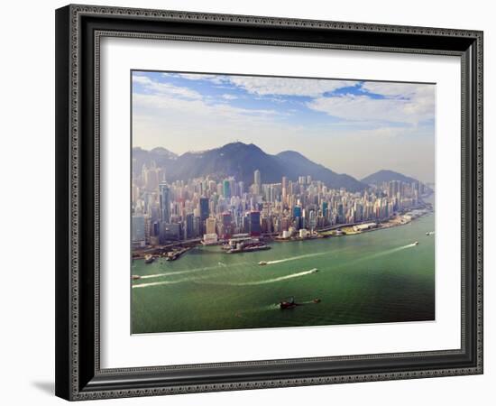 Cityscape of Hong Kong Island and Victoria Harbour, Hong Kong, China, Asia-Amanda Hall-Framed Photographic Print