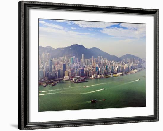 Cityscape of Hong Kong Island and Victoria Harbour, Hong Kong, China, Asia-Amanda Hall-Framed Photographic Print