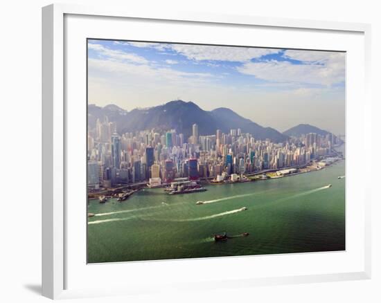 Cityscape of Hong Kong Island and Victoria Harbour, Hong Kong, China, Asia-Amanda Hall-Framed Photographic Print