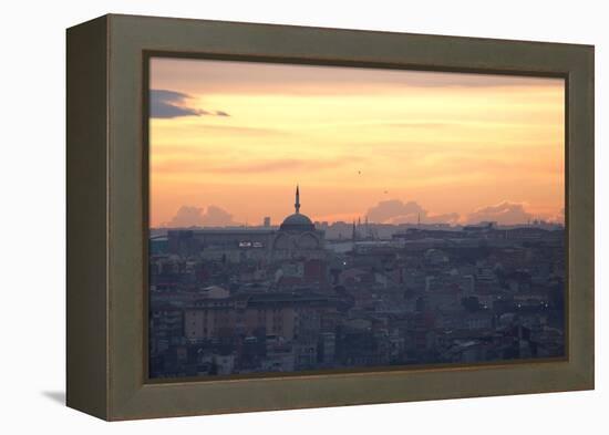 Cityscape of Istanbul at Sunset-Alex Saberi-Framed Premier Image Canvas