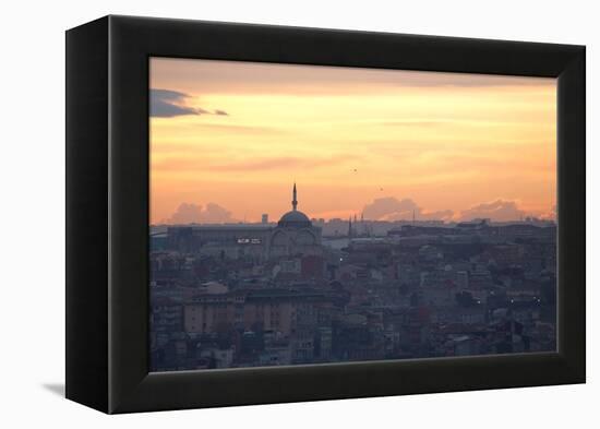 Cityscape of Istanbul at Sunset-Alex Saberi-Framed Premier Image Canvas